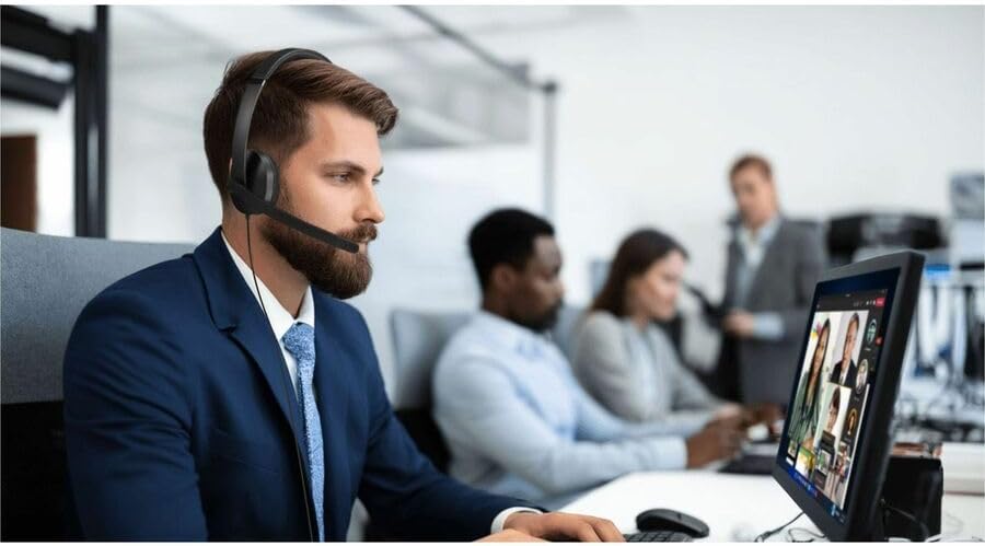 Lenovo Wired VoIP Headset 5000 for Microsoft Teams – USB C & USB A Plug and Play, AI Noise Canceling Microphone, Lightweight Over Ear Design, Certified for Teams, Works with Zoom & Webex