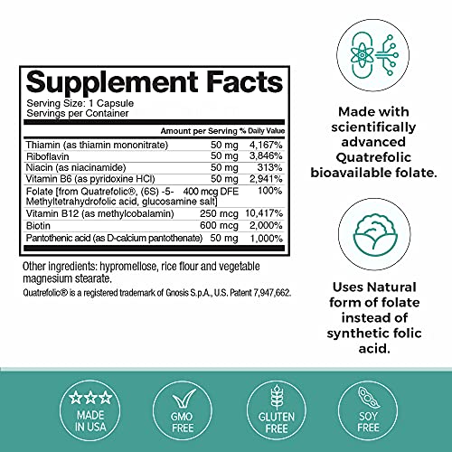 Omax Advanced Vitamin B Complex 50Mg With Biotin | Strong & Shiny Hair, Skin Nails, Support Stress, Immunity, Energy Metabolism, 90 Capsules #TOP1