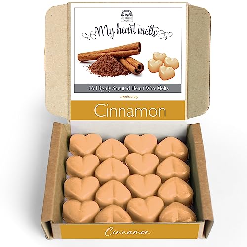 Cinnamon Wax Melts: 16 pcs Heart Shaped Cinnamon Candle Melts | Plastic & Cruelty Free | Vegan & Pet Friendly | Handmade in UK, Candle Alternative
