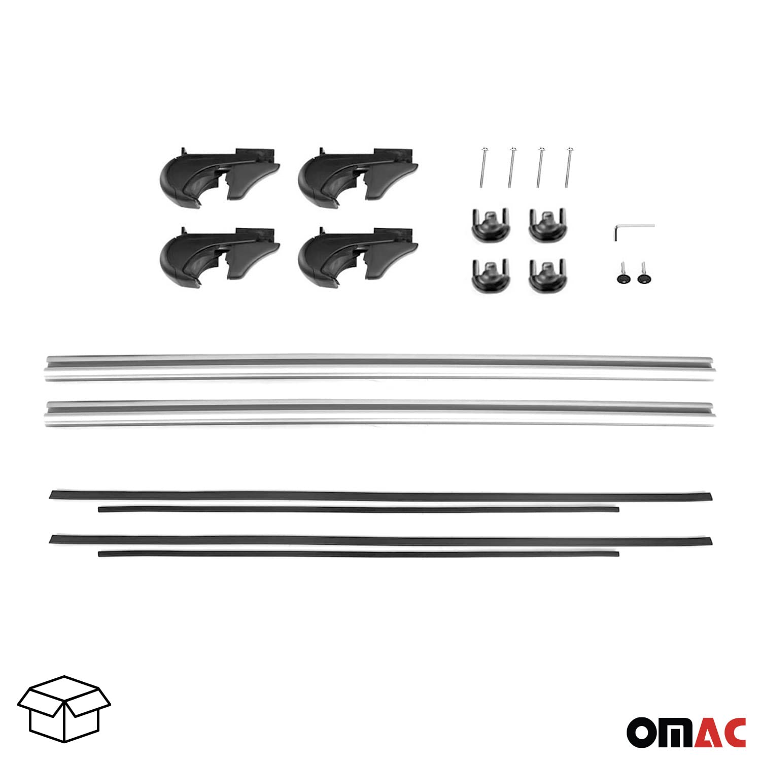 OMAC Barres de Toit en Aluminium pour Peugeot Rifter 2018-2026 – TÜV/DIN 75302:2018 – Antivol Inclus – Charge Max 75 kg – 2 Barres Argent