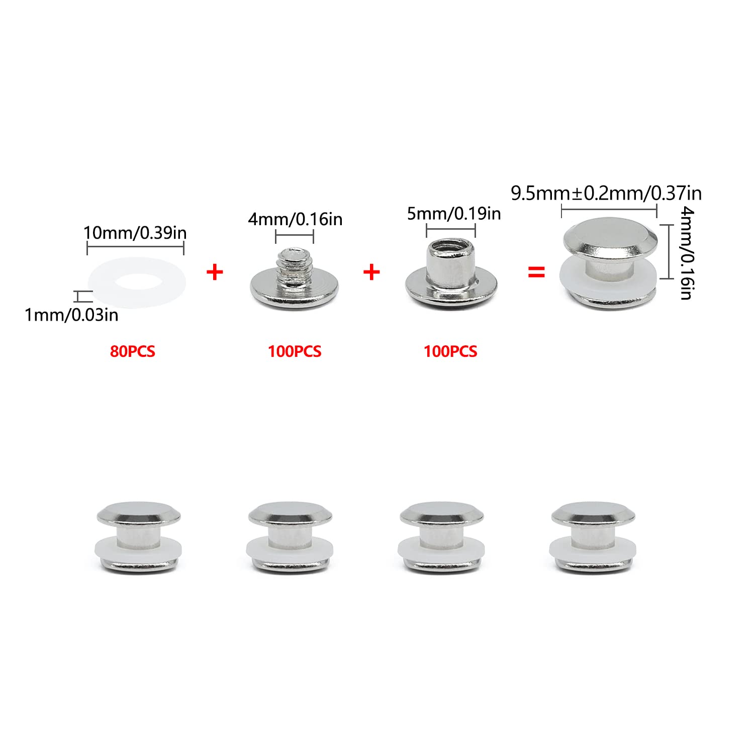 100 Set Viti Chicago M5&times;4mm - Rivetti In Metallo Per Fai Da Te E Lavorazione Pelle