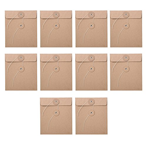 Weanty Lot de 10 Portefeuilles en papier kraft Dossier Foolscap Fichiers de documents Porte-documents Popper Wallet Enveloppes pour dossiers CD DVD Pochettes avec fermeture à ficelle pour bureau Cover