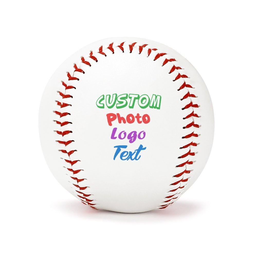 DZTEEKK Custom Baseball Balls with Team Logo/Sign, Personalized Baseball Design Your Own Balls with Printed Name Photo Text, Customized Gifts for Father Boyfriend Husband Men Birthday Christmas, 1 Pc