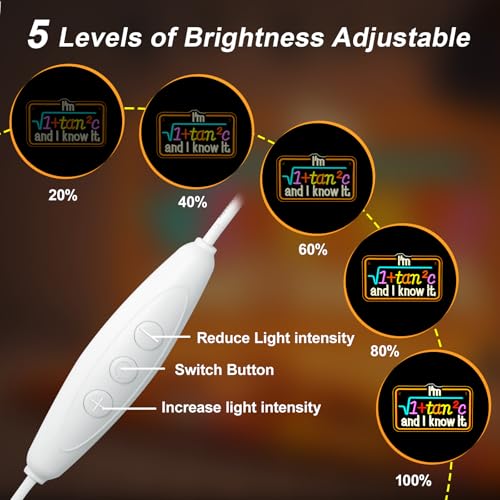 Image of Math Formula LED Neon Sign Colorful Light Up for Classroom Wall Decoration