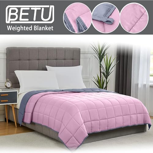 Weighted Blanket for Adults 20lbs, 80"x87", King Size Cooling Heavy Throw Blanket for 130-220lbs, Microfiber Soft Thick Big Blankets Weighted Comforter Gift for Sleeping, Pink Grey