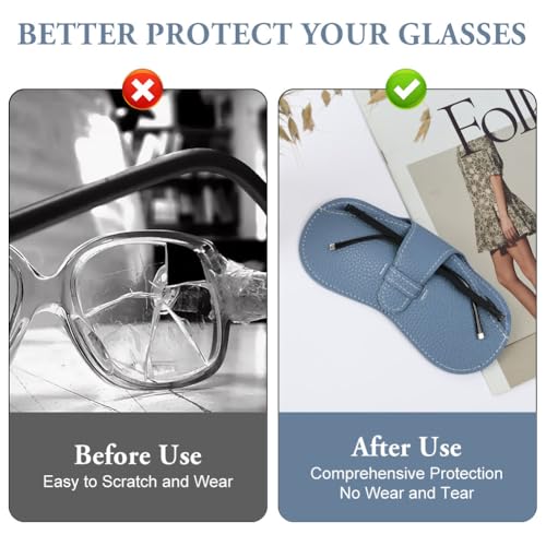 BUTBU Funda Gafas Blanda, Funda Gafas Piel, Fund-as para Gafa-s de Sol Blandas, Bolsas para Gafa-s Portátil, Fund-a para Gaf-as de Lectura, para Hombre y Mujer, con 1 Paños de Limpieza, Azul Rey - imagen 6