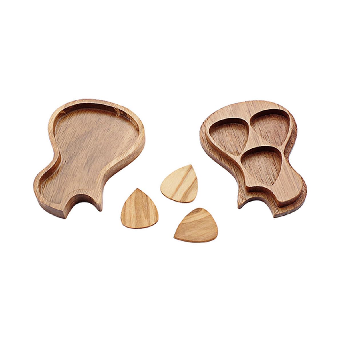 2sets Plettri Legno Di Olivo Con Scatola Forma Di Chitarra Accessori Per Musicisti e Amanti Della Musica