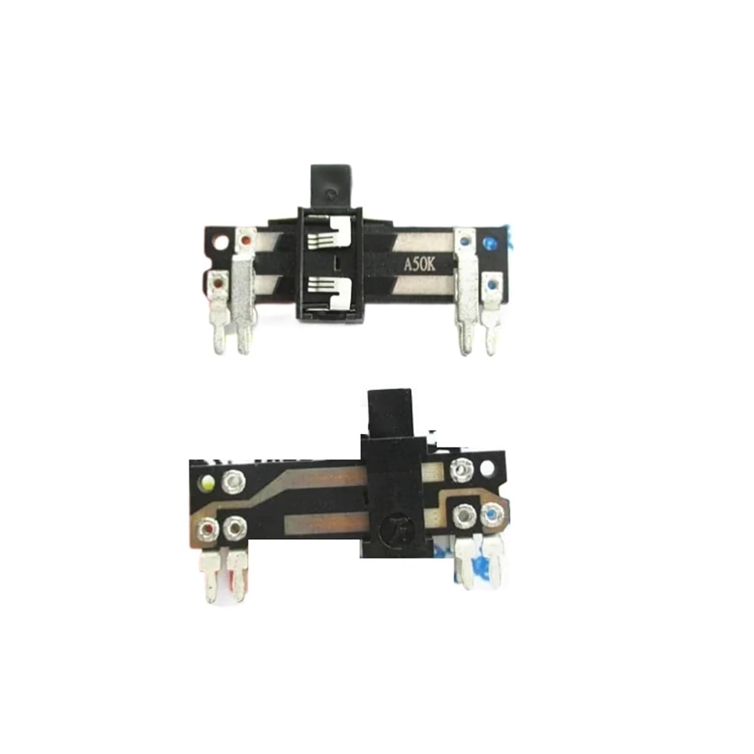 2pcs Total Length 35MM Handle Height 4MM A50K 50K Straight Sliding Potentiometer Stereo Channel Sliding Potentiometer