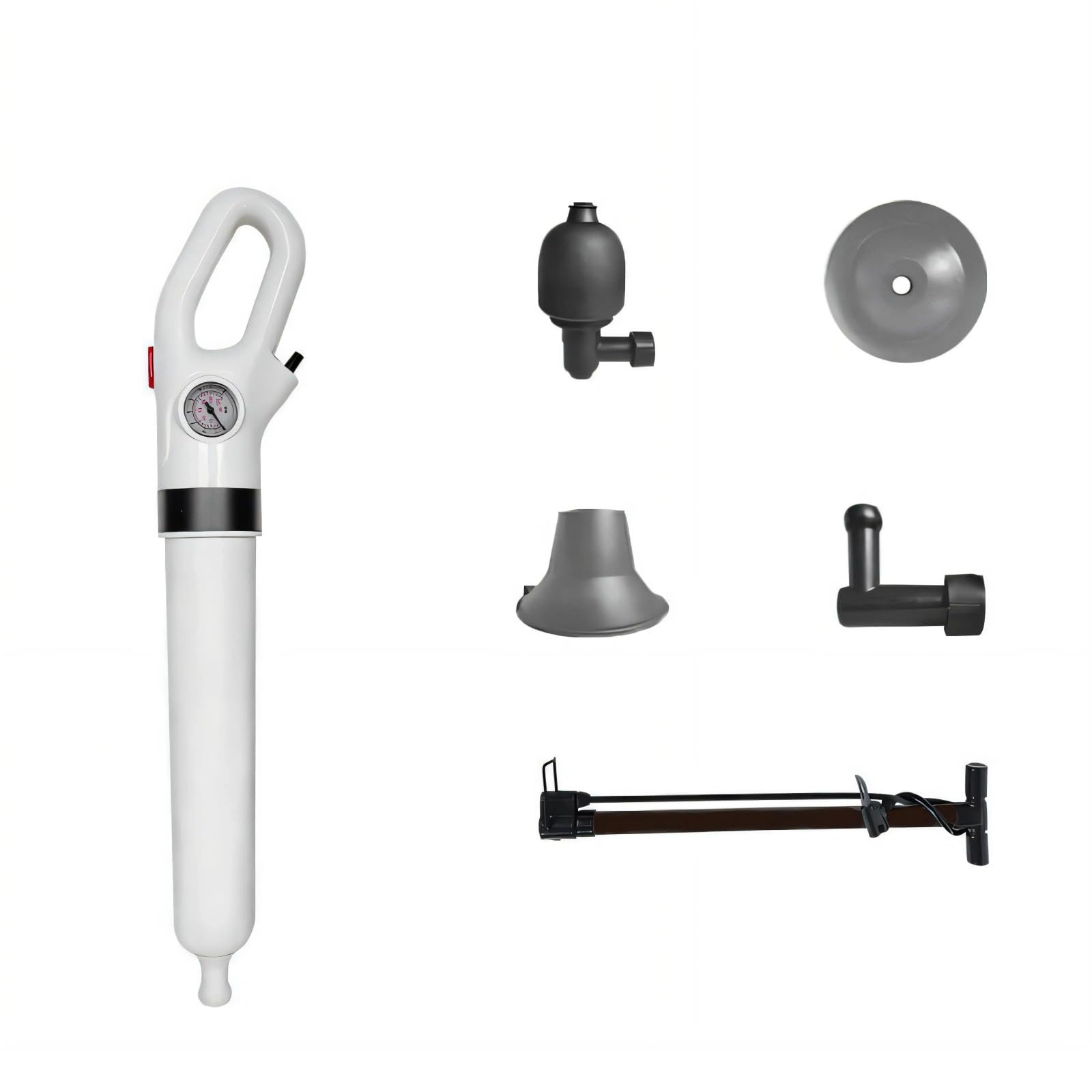 CAZSTYK Pressure Drain Cleaner Tool with Visual Gauge Nozzles for Bathroom Kitchen Clog Remover for Toilets Sinks