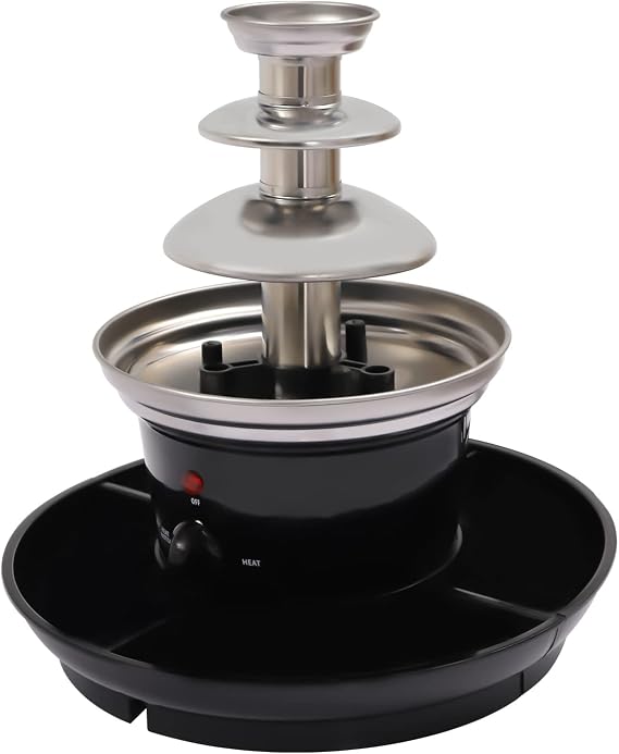 Chocolate Fountain, 3-Tier Mini Chocolate Fountain Machine, Electric Chocolate Melting Fountain Machine, Stainless Steel Electric Chocolate Fondue Fountain for Cheese, BBQ Sauce, Syrup,