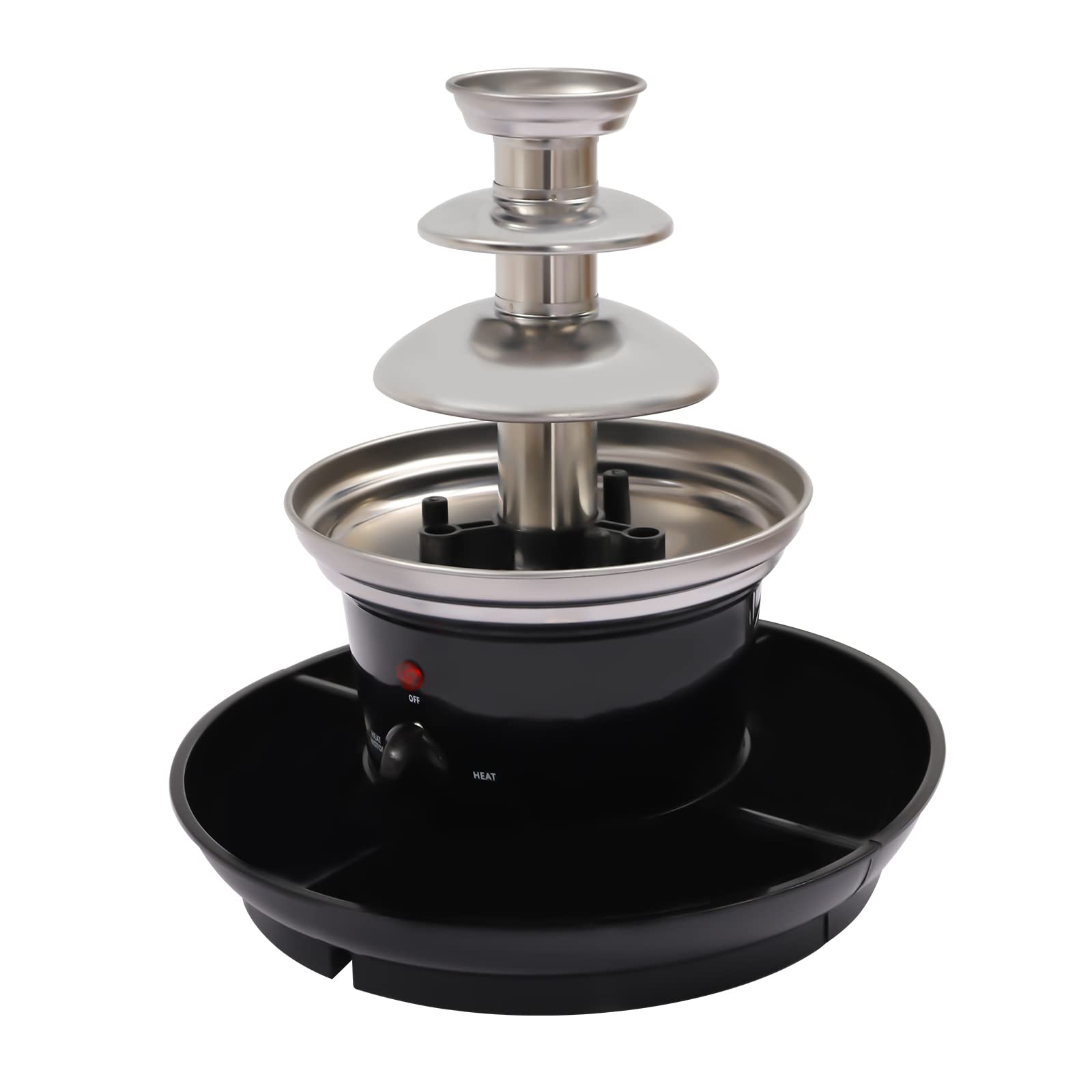 Fontaine à Chocolat éLectrique Triple Acier Inoxydable éLectrique Noir Avec Assiette De Fruits Anniversaire Mariage FêTe Chocolat à Fondue Soyeux FêTes Famille Remise DiplôMes D'Affaires