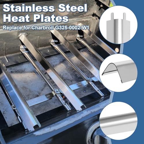 Image of Grill Replacement Parts for Charbroil Performance 4-Burner 463354021 463365021 463352521 463365522 463366022, 17 inch Cooking Grates, Heat Plates & Burners Tubes for Charbroil Gas Grill Repair Kit