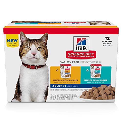 Hill's Science Diet Senior 7+ Chicken, Tuna and Ocean Fish Wet Cat Food Variet...