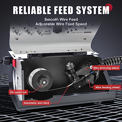 AWT Soldador MIG 140 Amp, Flux Core MIG soldador/máquina de solda 2 em 1, máquina de solda 110 V com