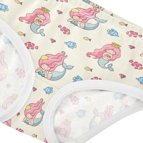 Little Girl Underwear Toddler Panties Kids Undies Mermaid Cartoon Soft Cotton Briefs 2T-8Y4