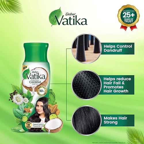Dabur Vatika Enriched Coconut Hair Oil, 450ml For Strong, Thick & Shiny Hair, Clinically Tested To Reduce 90% Hairfall In 4 Wks, Controls Dandruff, Prevents Dull & Damaged Hair... - Image 4