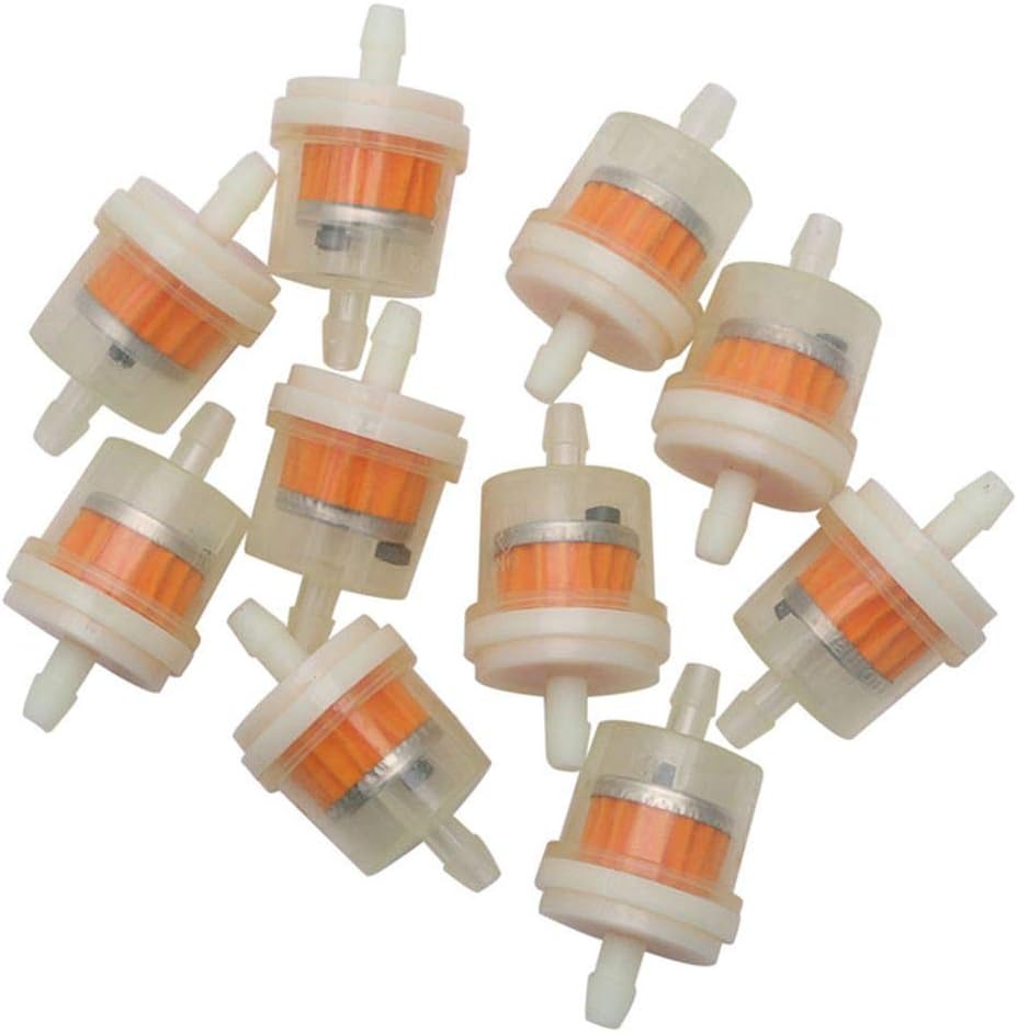 FlowerPEI 10Pcs Universal Motorcycle Gasoline Filter in-line Clear Fuel Filter Scooter Inline Gas Fuel Filter Element for 4 25inch 4mm Hose