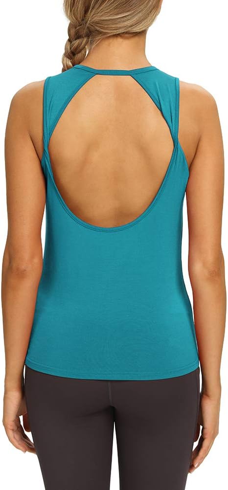 Mippo Workout Tops for Women Open Back Yoga Shirts Tank Tops Athletic Tops Gym Workout Clothes - Image 3