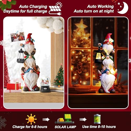 Christmas-Gnome-Statue-with-Solar-Lights-Garden-Sculptures-Funny-Triple-Gnome-Outdoor-Patio-Lawn-Yard-Balcony-Home-Decor-Birthday-Gift-for-Woman-Grandma-12-in-Garden-Gnome
