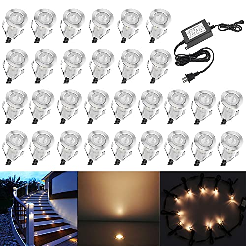 QACA 0.7" Tiny Warm White LED Deck Light Kit, Stainless Steel
