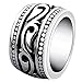 enhong Mens Rings Heavy Wide Vintage Stainless Steel Ring Black Silver Celtic Wedding Band for Men Size 14