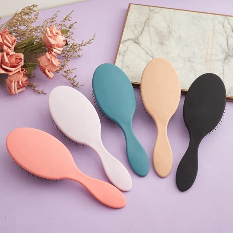 Miniatura 3 de Cepillo de pelo ovalado Essential de BeaverStrong, cepillos desenredantes con cerdas de nailon suaves tapadas y base de cojín de aire (negro carbón)