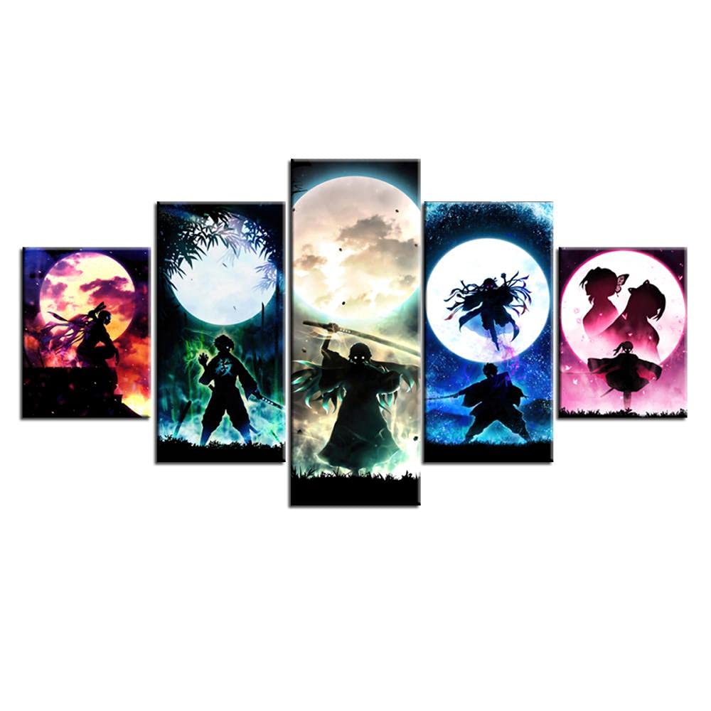 Buy Dxuiaoz Japanese Anime Canvas Wall Art Kimetsu No Yaiba 5 Pieces HD