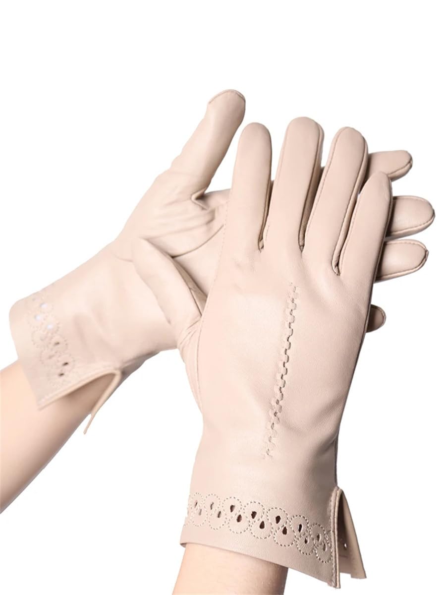 Damen-Handschuhe Aus Schaffell Für Warme Winter- Und Fleece-Lederhandschuhe Zum Autofahren