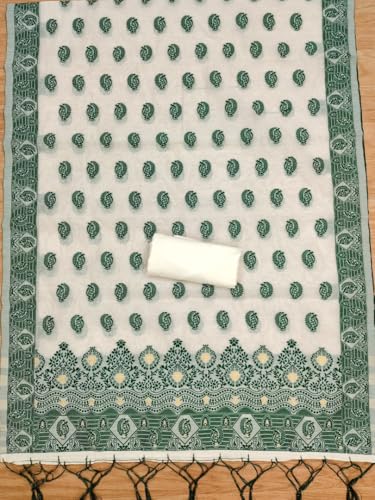 Image of Handloom Banarasi Cotton Unstitched Salwar Suit with Dupatta, 50 Inch Length, Women's Unstitched Salwar Suit Dress Material with Dupatta, Unstitched Salwar Suit Set