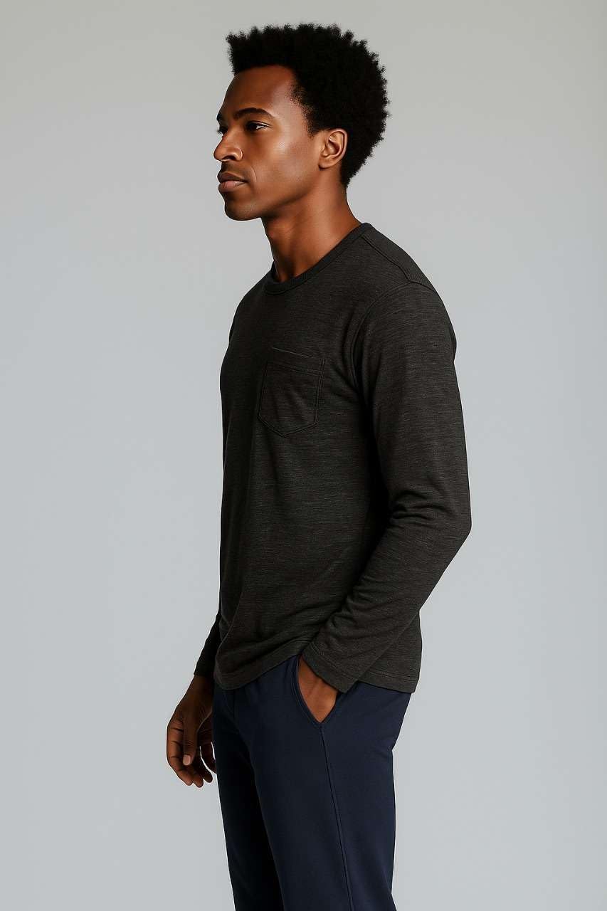 Real Essentials 4 Pack: Men's Dry-Fit Active Athletic Long Sleeve Pocket Crew T-Shirt Outdoors UPF 50 (S-5XLT)