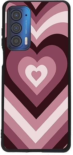 Funda diseñada para Motorola Moto Edge 2021Edge 5G UW, rosa y morado con corazón de amor, café con leche, San Valentín, diseñado para Moto Case para