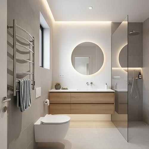 Siena Electric Handtuchheizkörper elektrisch Edelstahl 400x800 mm – Spiegelglanz, poliertes Finish, Dry Electric Towel Radiator