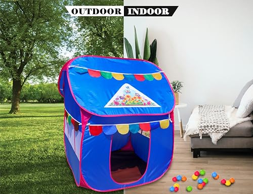 Image of Homecute Foldable Pop Up Hut Type Kids Toys Play Tent House for Boys and Girls (Medium Size Blue)