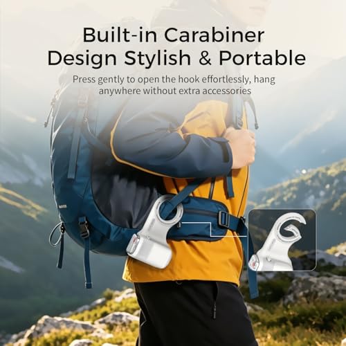 Image of Upgraded Mag-Safe Magnetic Camera Handle Grip with Extended Magnetic Phone Mount with Carabiner & Thumb Rest, Detachable Rechargeable Shutter Remote Compatible with iPhone Pro Max for Video Calls /TK