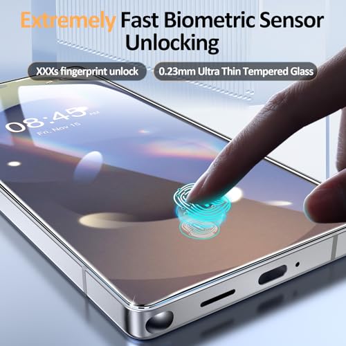 Fotbor 2+1 Pack for Samsung Galaxy S25 Ultra Screen Protector with Camera Lens Protector, 0.1s Fingerprint Unlocking, Shock - Absorbing Pro Series Tempered Glass, [Precision - Align] Quickfit - image 4