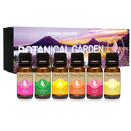 Botanical Garden - Gift Set Of 6 All Natural Fragrance Oils - Asian Orchid, Gardenia & Tea, Citrus Blossom, Apricot Rosewater, Lychee Rose And Jasmine Gardenia - 10Ml #TOP3