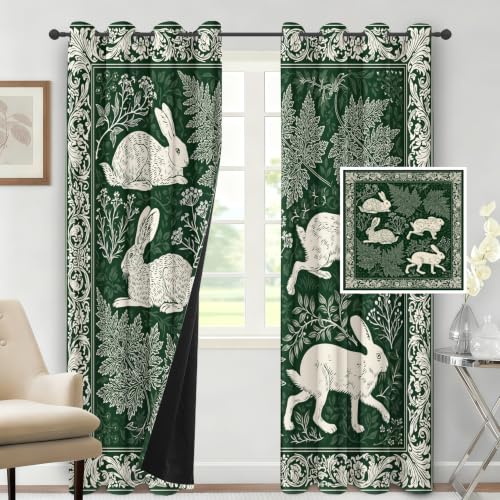 Rideau occultant thermique œillets double rideaux opaques salon vert