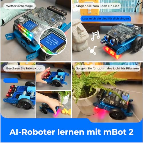 Makeblock mBot 2 Programmierbarer Roboter für Kinder, AI Roboter Spielzeug mit WiFi Fernbedienung, mit Scratch und Python Kompatibles, Intelligent STEM Bausatz Geschenk für Kinder ab 8 Jahren