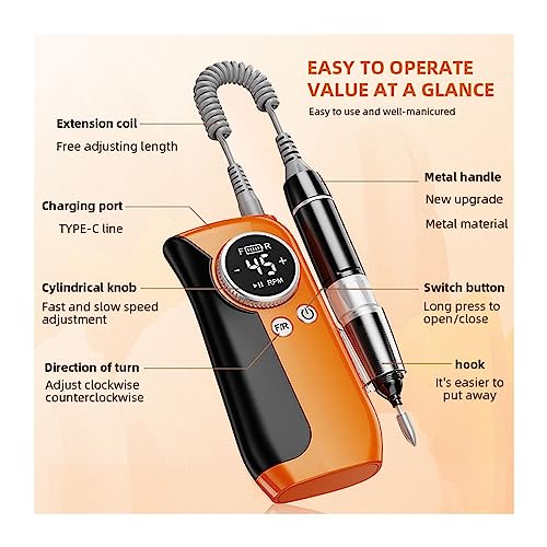 Nail-Grinding-Machine-45000RPM-Nail-Drill-Electric-Manicure-Machine-with-LCD-Display-Professional-Cordles-Nail-File-Kit-for-Nail-Equipment-for-DIY-Home-or-Salon-Mani-Pedis