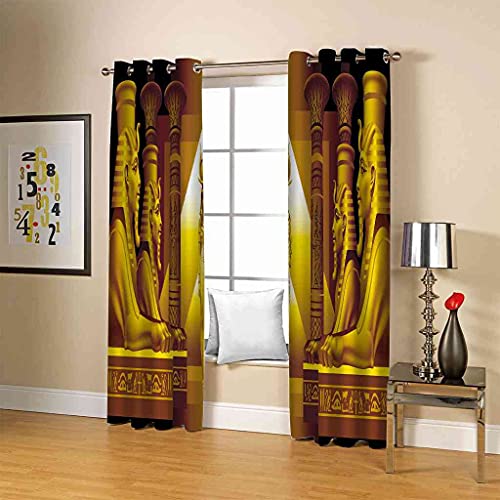 Rideaux occultants 3D polyester Reine égyptienne d'or à oeillets