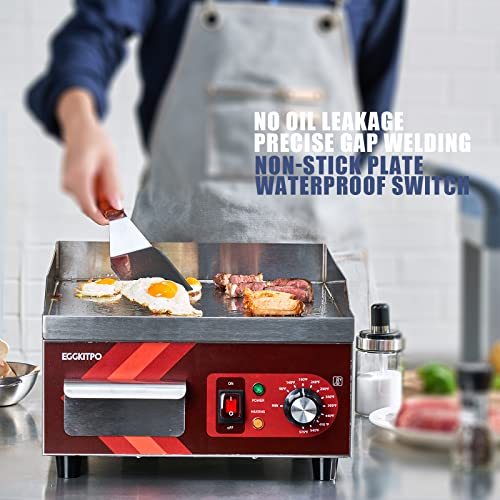 Eggkitpo EGG-360D 14 Inch Electric Griddle, Non-Stick Flat Top Grill Commercial Electric Countertop Griddles Stainless Steel Adjustable Temperature Control 90°F-575°F thumb #3