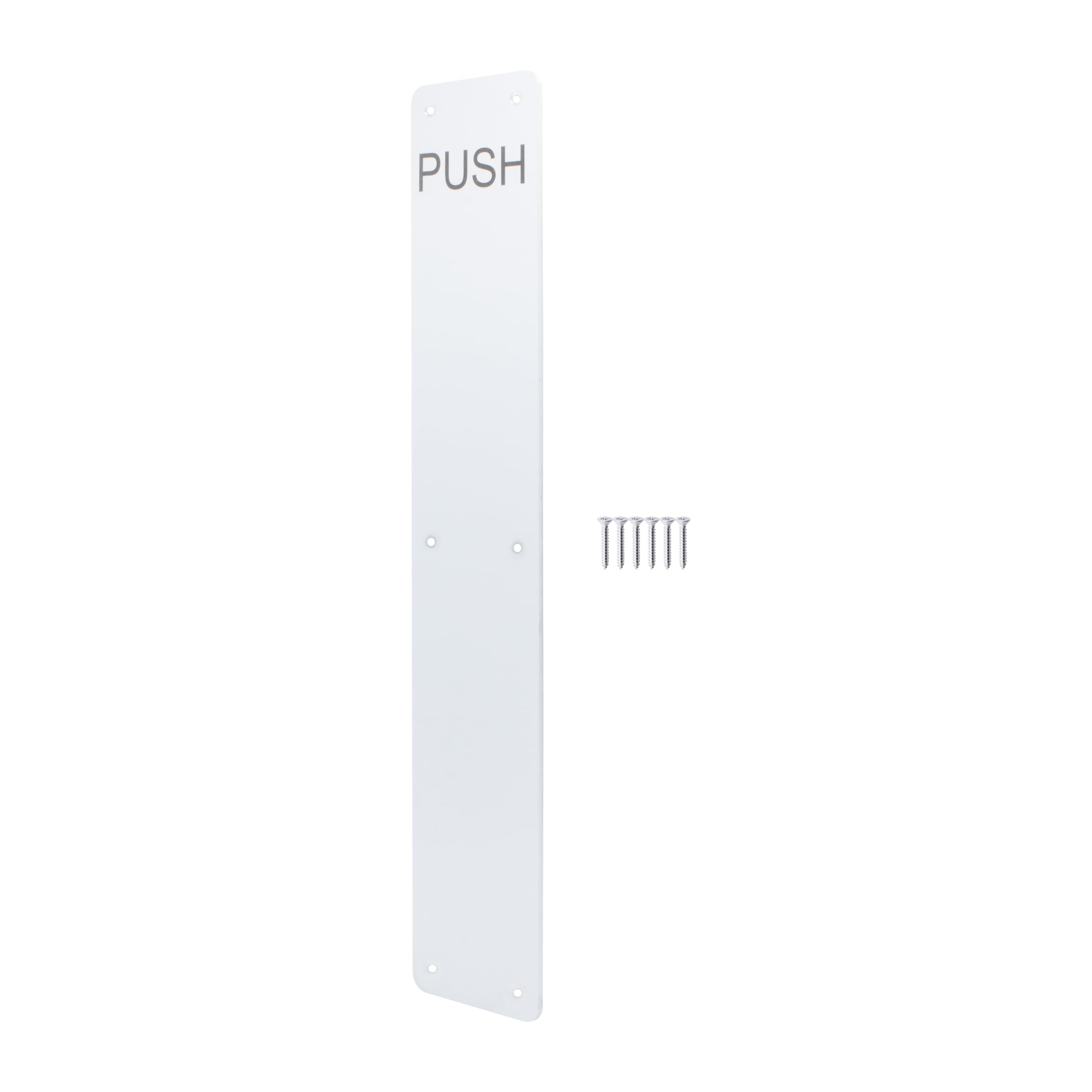 EAI Satin Door Push Plate, 425 x 75mm Engraved Push Finger Plate with Radius Corners Satin Aluminium