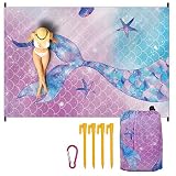 M-sorflly Extra Large Beach Blanket Waterproof Sandproof, Mermaid Series Beach Blanket Mat 118" X 78