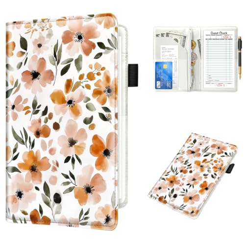 Jolis livres de serveur pour serveuse avec support de reçus floral
