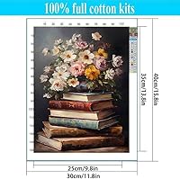 Vista 3 de Kits de punto de cruz estampado para adultos - Kits de bordado de flores de libro para principiantes adultos, 11 CT patrones dimensiones kits
