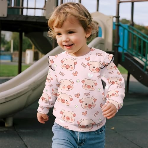DISNIMO Toddler Sweatshirt for Girls Ruffle Sleeves Crewneck Top Kids Long Sleeve Shirts Fall Clothes Outfit3