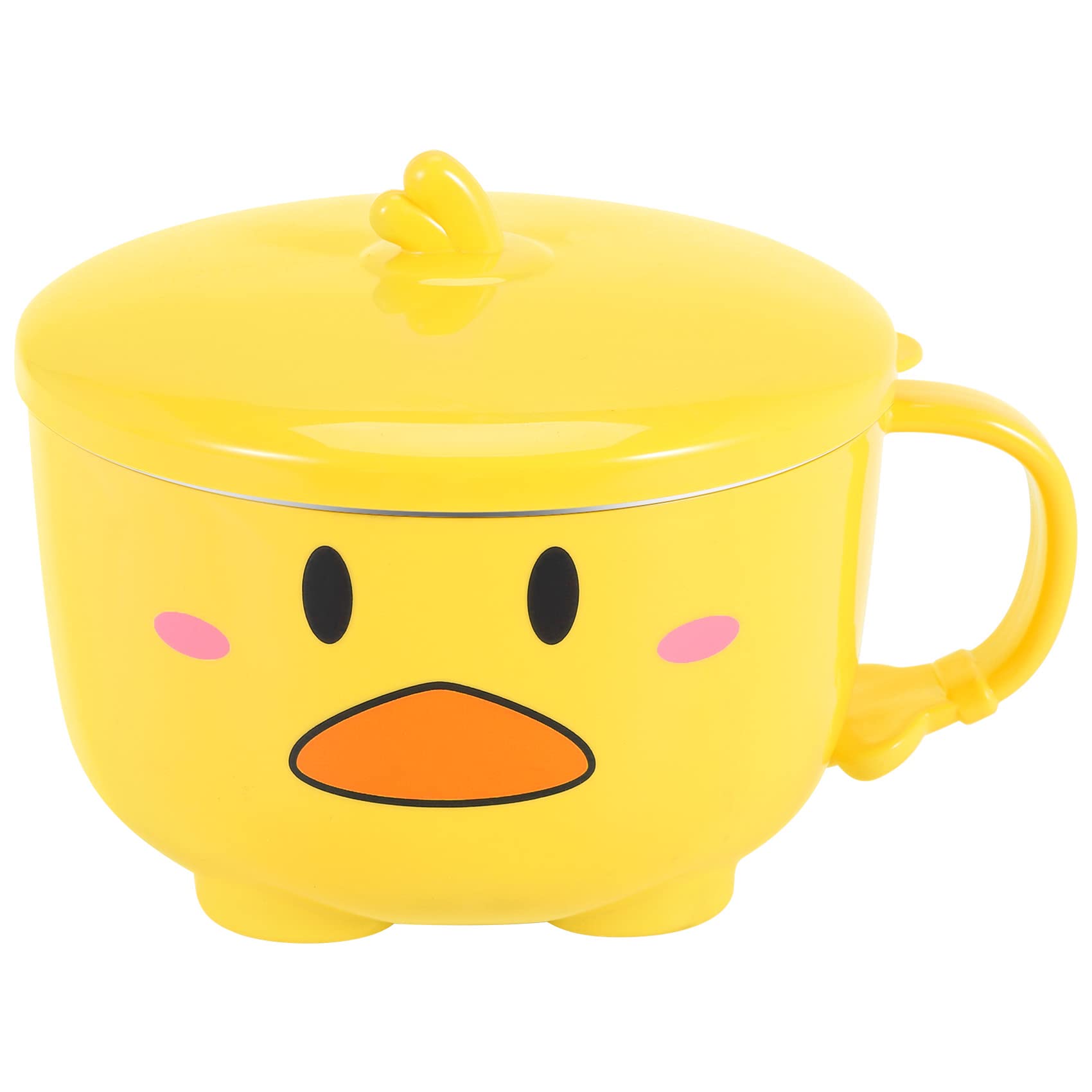 Bgfavcv Yellow Duck Ramen Noodles Bowl With Lid Cute Stainless Steel Kitchen Fruit Instant Rice Soup Double-Layer Bowl Tableware 2
