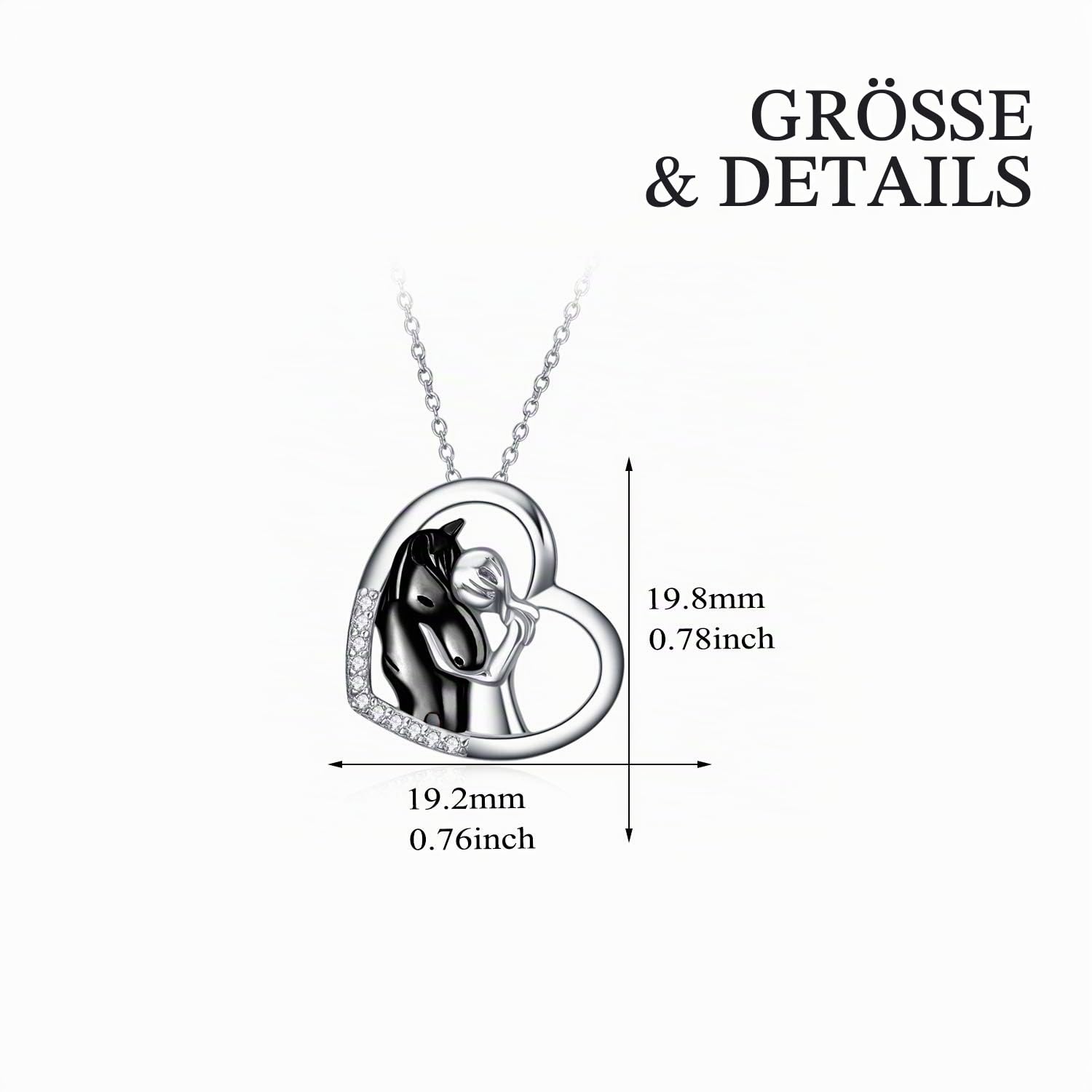 YFN Halskette mit Pferde-Anhänger, 925er Sterlingsilber, Geschenk für Mädchen und Frauen