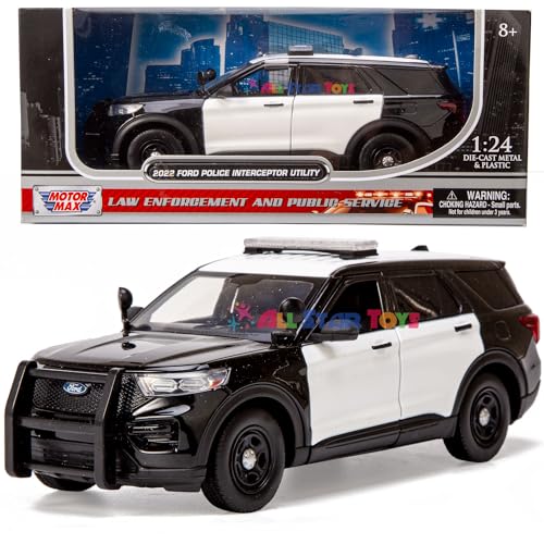 2022 Police Interceptor Utility Unmarked Black and White 1/24 Diecast