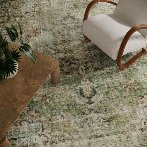 Image of 8x10 Area Rugs for Living Room: Washable Bedroom Rug Boho Vintage Rugs Stain Resistant Non Slip Low Pile Soft Lightweight Carpet for Kitchen Dining Room Farmhouse Nursery Kids Room